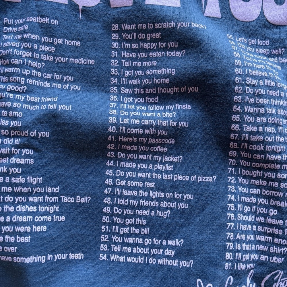 Lonely Ghost Hoodie Large Blue Want To Go For A Walk Puff Print Streetwear Indie - Picture 12 of 16
